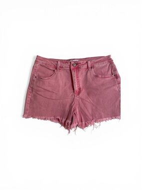 Zenana Outfitters Rose Pink Frayed Hem Denim Shorts